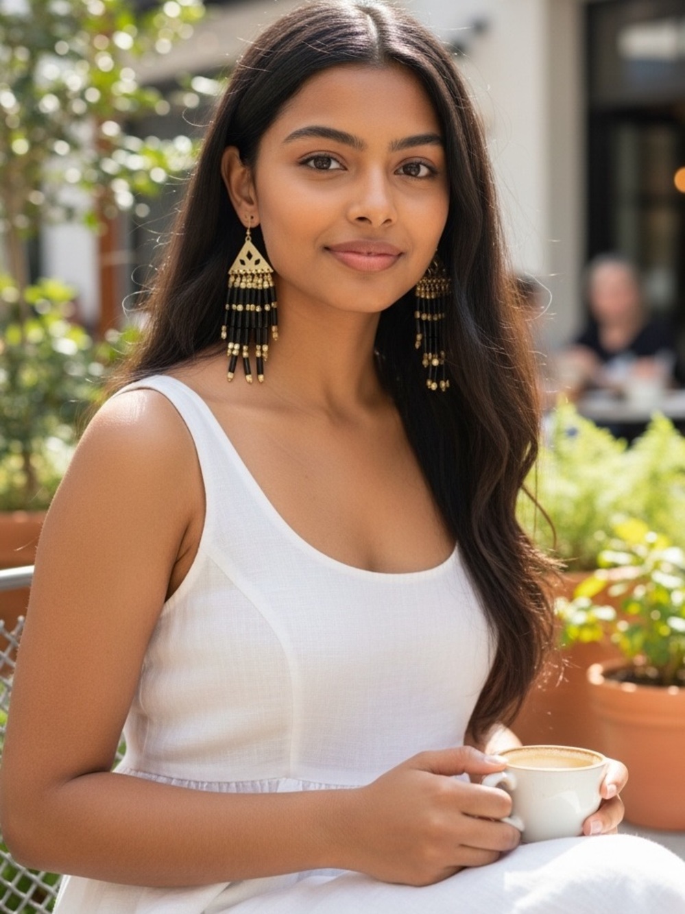 Plunder Black & Gold Beaded Fringe Earrings